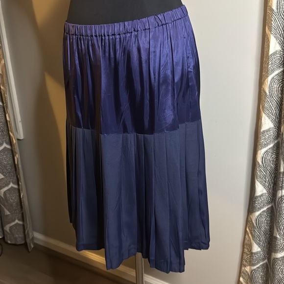 Vintage Drop Waist Navy Blue Pleated Skirt - Picture 2 of 7
